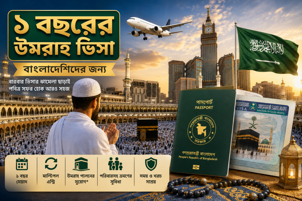 বাংলাদেশিদের জন্য ১ বছরের উমরাহ ভিসা: যা জানা জরুরি (২০২৬ গাইড)